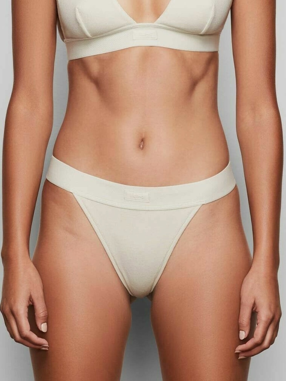 SKIMS Cotton Rib Thong Stretch Waist